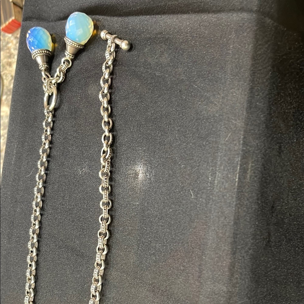 CAROLYN TYLER SS NECKLACE WITH ART GLASS BRIOLETTES!